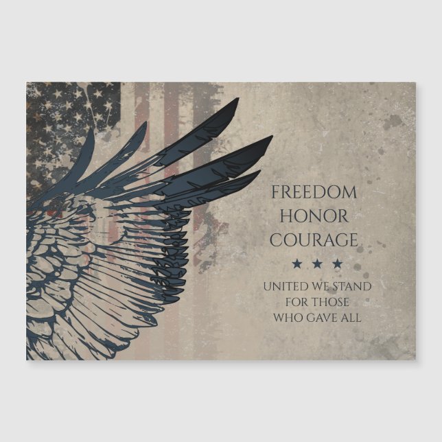 Grunge Patriotisk Örn Art Magnetisk Kort (Framsida)