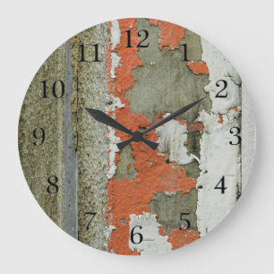 Grunge peeling orange paint on concrete wall stor klocka
