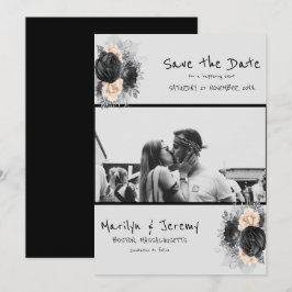 Grunge Photo Black-Blommigten - platta Spara datum Datumet