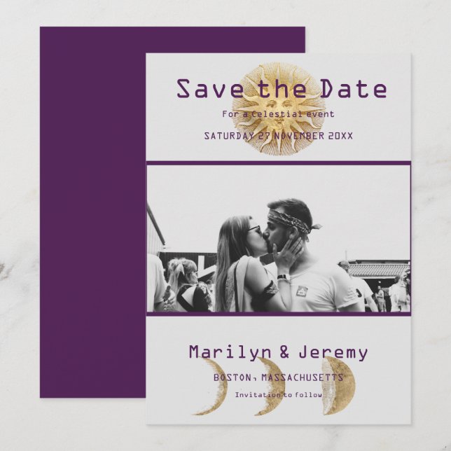 Grunge Photo Lila Zodiac - platta Spara datum Datumet (Fram/baksida)