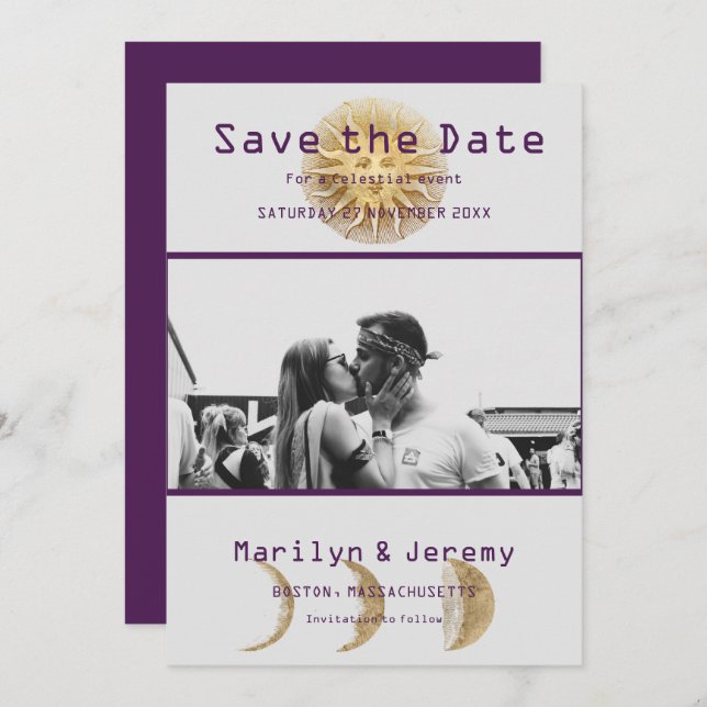 Grunge Photo Lila Zodiac - platta Spara datum Spara Datumet (Fram/baksida)