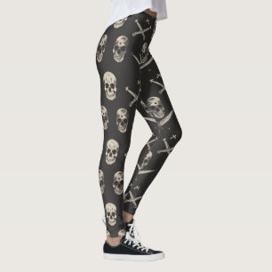 Grunge Pirat Döskallar Mönster Leggings