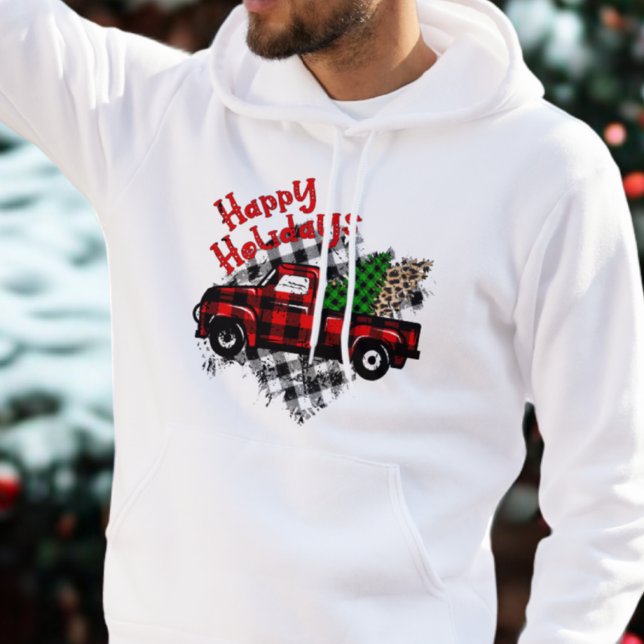 Grunge Plaid Truck Hoodie – Holiday Trees (Skapare uppladdad)