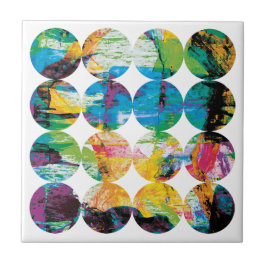 Grunge Polka Dot Colorful Black Circle Abstract Kakelplatta