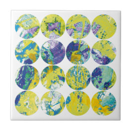 Grunge Polka Dot Yellow Blue Acid Circle Abstract. Kakelplatta
