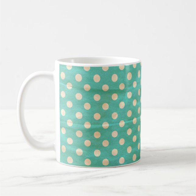 Grunge polka dots sömlös mönster kaffemugg (Vänster)