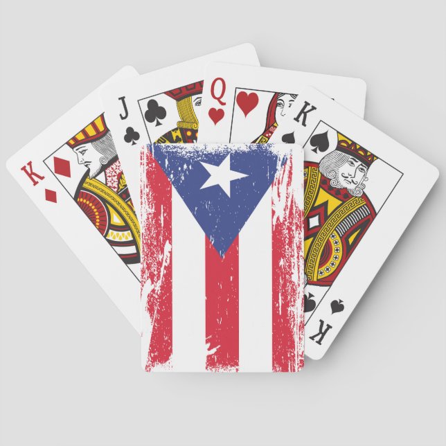 Grunge Puerto Rico Flagga Spel Kort (Baksidan)