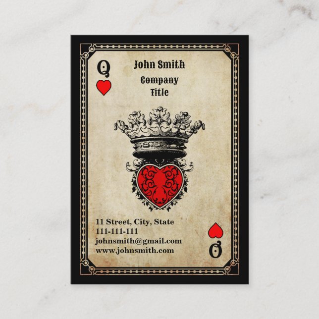 Grunge Queen of Hearts Visitkort (Framsida)