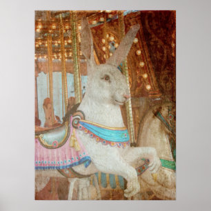 Grunge Rabbit Merry-Go Round Poster
