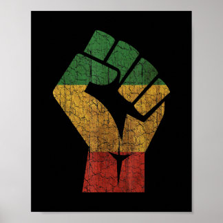 Grunge Red Grönt Gult Black Fist Lives Mat Poster