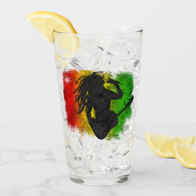 Grunge Reggae Music Rasta Rastaman Spela Guitar Glaskopp (Framsida Ice)