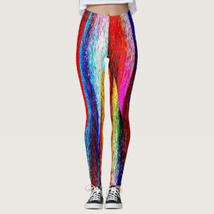 Grunge regnbågsfjädrar leggings