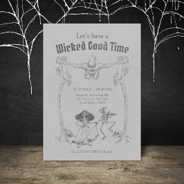 Grunge Retro Black Halloween fest Inbjudningar