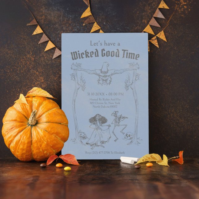 Grunge Retro Black Halloween fest Inbjudningar (Grudge Retro Black Halloween Party Invitation)