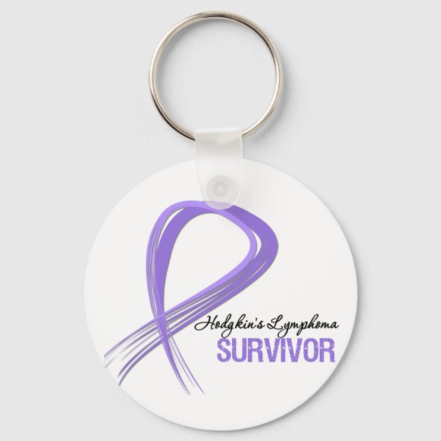 Grunge Ribbon Hodgkins lymphoma Survivor Nyckelring (Framsida)