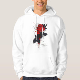 Grunge röd ros hoodie