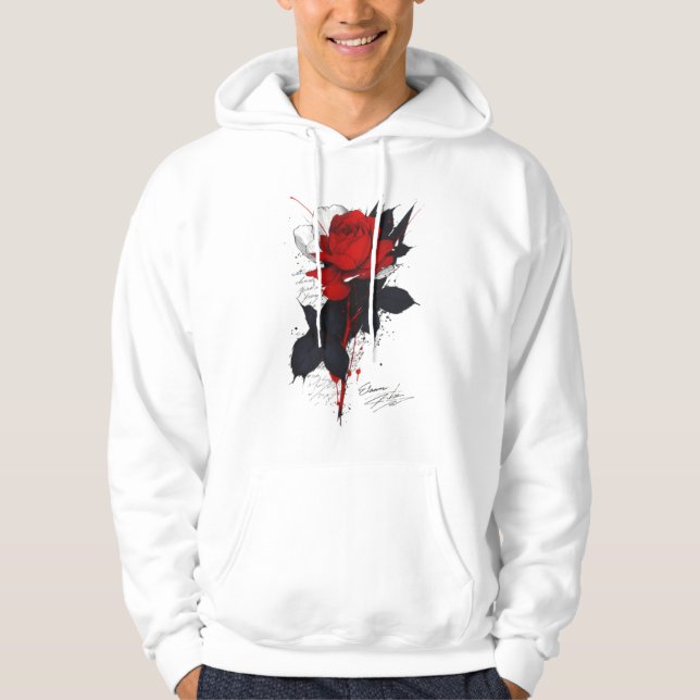 Grunge röd ros hoodie (Framsida)