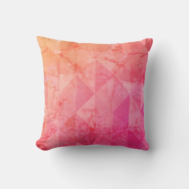 Grunge rosa orange akvarell anpassad namntext kudde (Framsida)