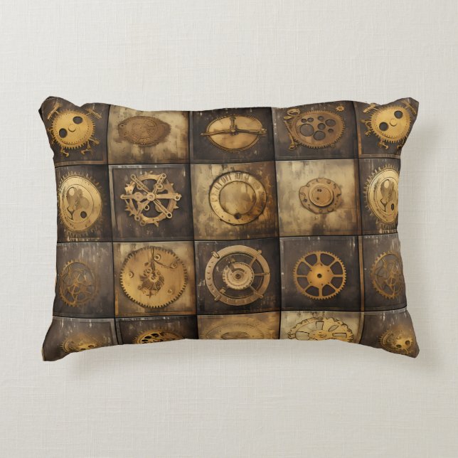 Grunge Rustic Steampunk Clock (15) Prydnadskudde (Framsidan)