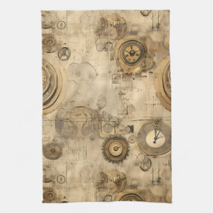Grunge Rustic Steampunk Clock (2) Kökshandduk