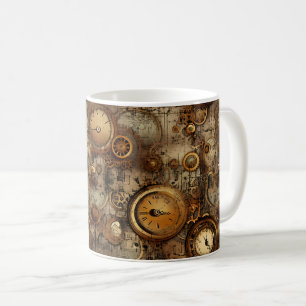 Grunge Rustic Steampunk Clock (3) Kaffemugg