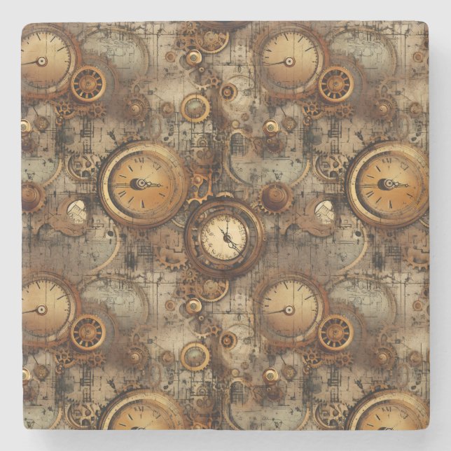Grunge Rustic Steampunk Clock (3) Stenunderlägg (Framsidan)