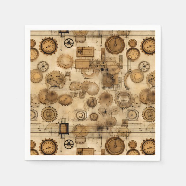 Grunge Rustic Steampunk Clock (4) Pappersservett (Framsidan)