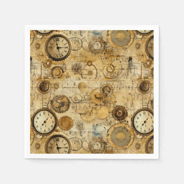 Grunge Rustic Steampunk Clock (5) Pappersservett (Framsidan)
