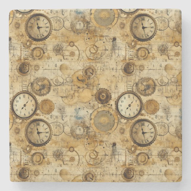 Grunge Rustic Steampunk Clock (5) Stenunderlägg (Framsidan)