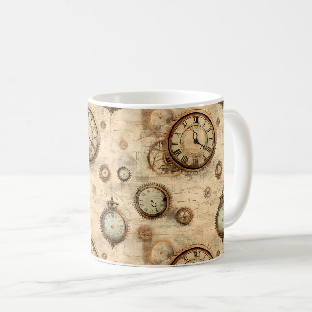 Grunge Rustic Steampunk Clock (6) Kaffemugg (Framsida höger)