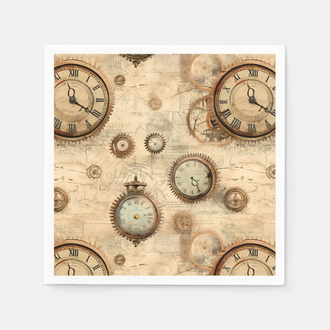 Grunge Rustic Steampunk Clock (6) Pappersservett (Framsidan)