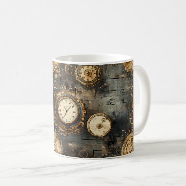 Grunge Rustic Steampunk Clock (8) Kaffemugg (Framsida höger)