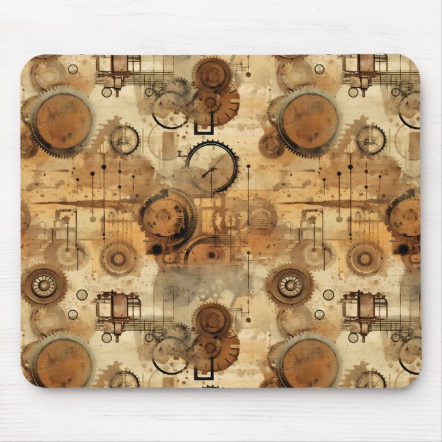 Grunge Rustic Steampunk-klocka Musmatta (Framsidan)