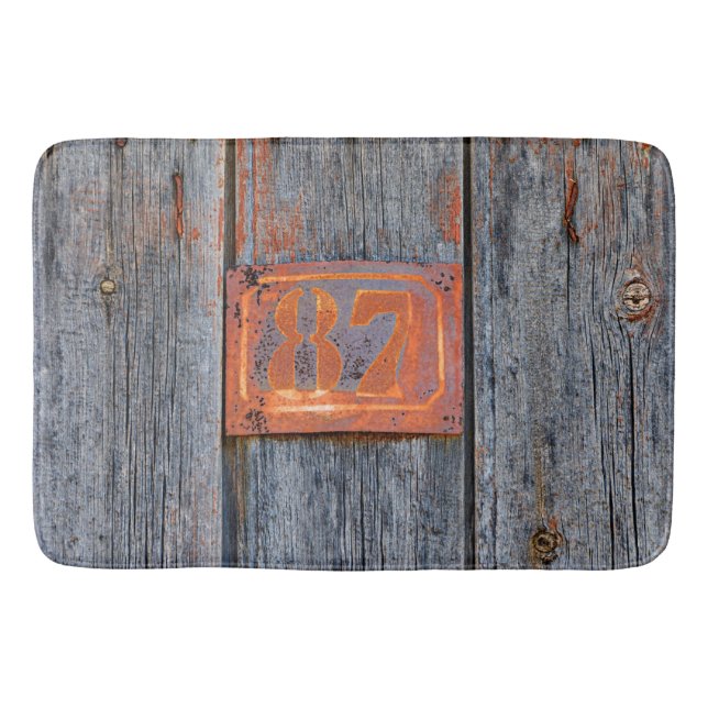 Grunge Rusty Metall House Number 87 Photo - Badrumsmatta (Framsidan)