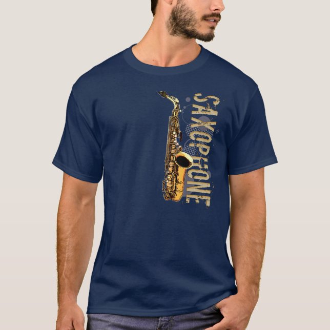Grunge Saxophone T Shirt (Framsida)