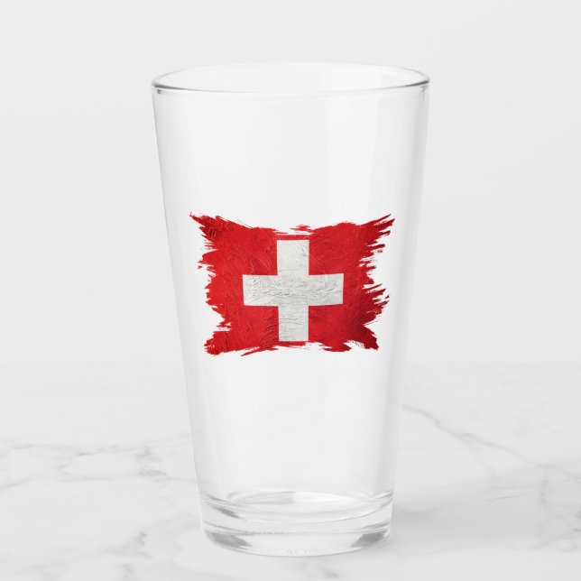 Grunge Schweiz flagga, Penseldrag, Schweiz flagga Glaskopp (Framsida)