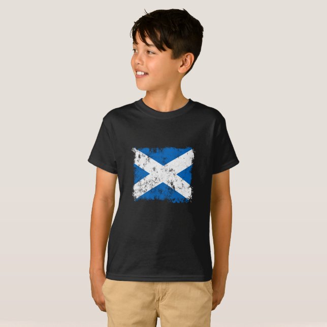 Grunge Scotland Flagga T Shirt (Hel framsida)
