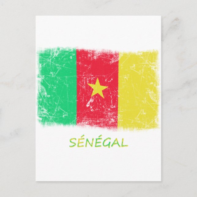 Grunge Senegal Flagga Vykort (Framsida)