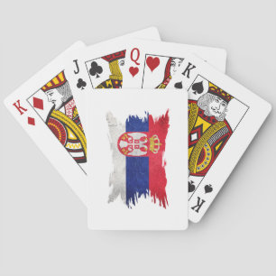 Grunge Serbian flagga, Penseldrag, Serbiens flagga Casinokort