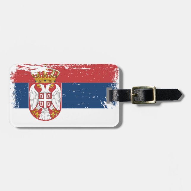 Grunge Serbien Flagga Bagagebricka (Horisontell Framsida)
