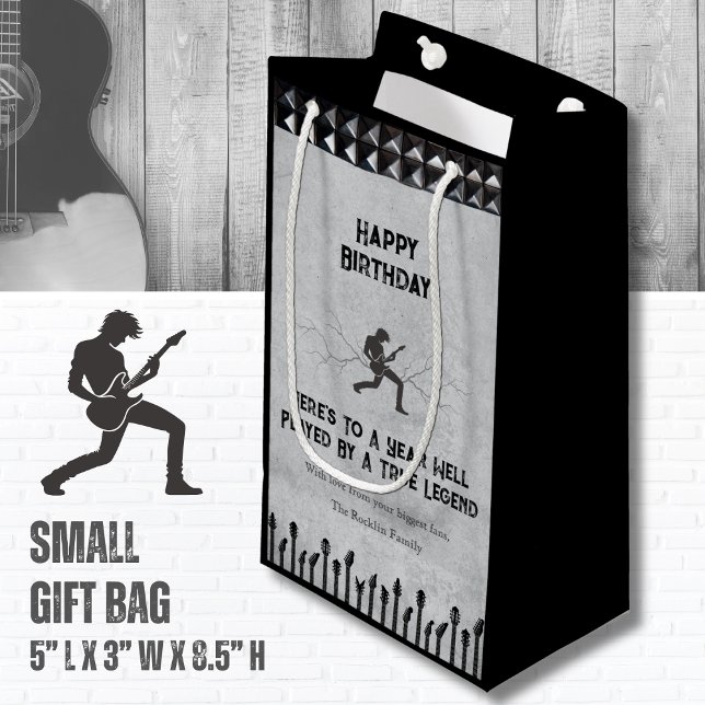 Grunge Silver Musiker Glad Födelsedag (Set the stage for a great celebration with this Rockstar Birthday Gift Bag)