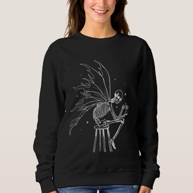 Grunge Skeleton Fairy Butterfly Fairycore Aestheti T Shirt (Framsida)