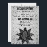 Grunge Skull Bachelor Party Inbjudan, svart Inbjudningar<br><div class="desc">Masculine och coola Grunge Skull Bachelor Party-inbjudan med en grungy skalldesign och en texturerad stjärna. Starta reklamfestfesterna från högerna med den här edgy och unika designen. Anpassa med informationen om din väns stämpel party!</div>