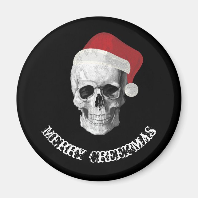 Grunge Skull Santa Magnet (Framsidan)