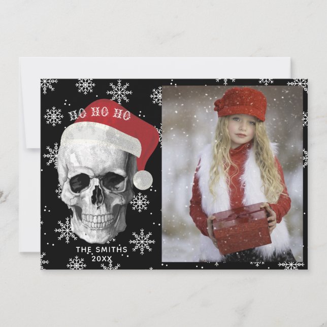 Grunge Skull Santa Photo Julkort (Framsida)