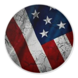 Grunge slitig patriotisk amerikansk flagga knopp