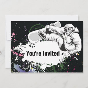 Grunge Snowboarding Birthday Call for Girls Inbjudningar