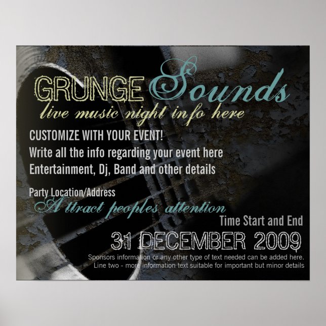 Grunge Sounds Eventaffischmall mall Poster (Framsidan)