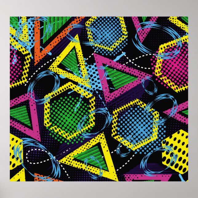 Grunge sport mönster, barns design. poster (Framsidan)