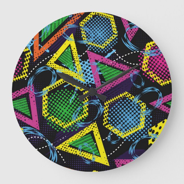 Grunge sport mönster, barns design. stor klocka (Framsida)